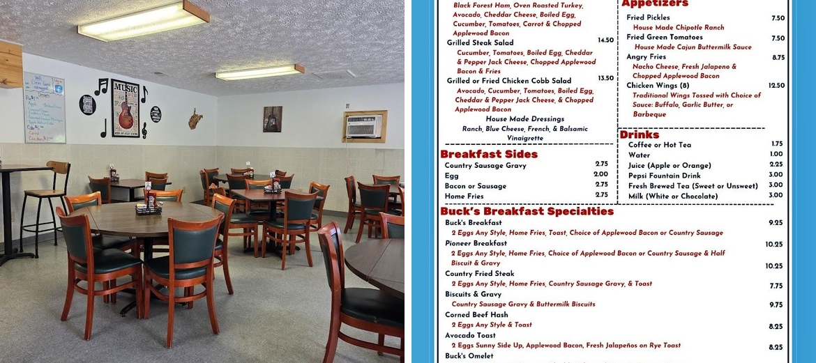 Buck's Diner Menu